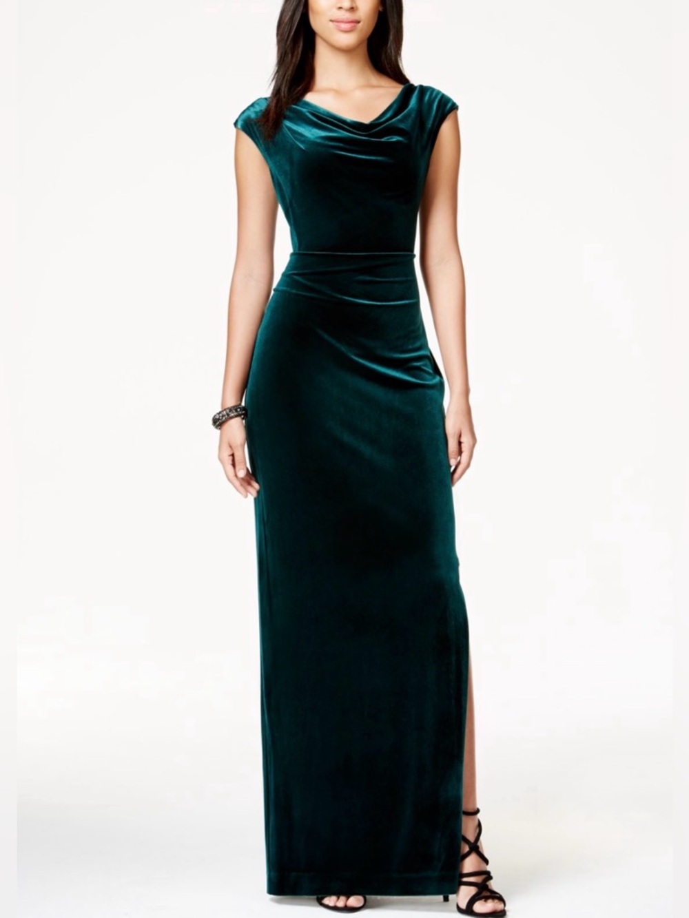 Vince Camuto Emerald Velvet Cowl-Neck Maxi Dress